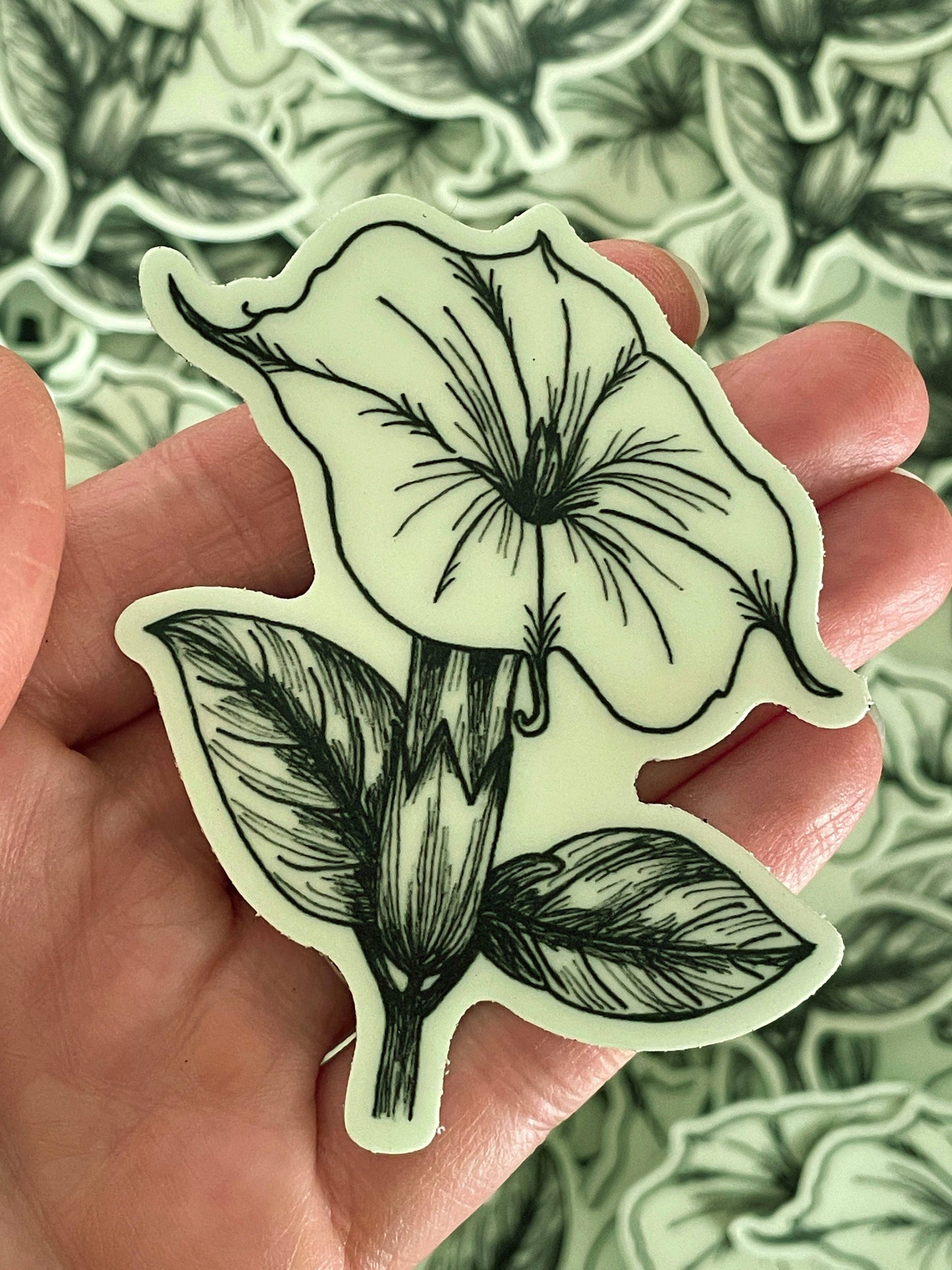 Datura Moonflower Glow in the Dark Vinyl Sticker