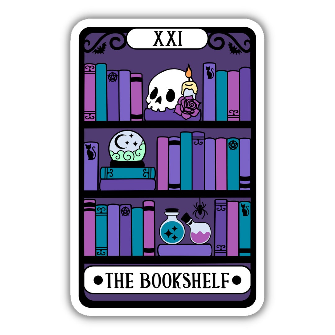 The Bookshelf Alternative Tarot Card Reader Sticker