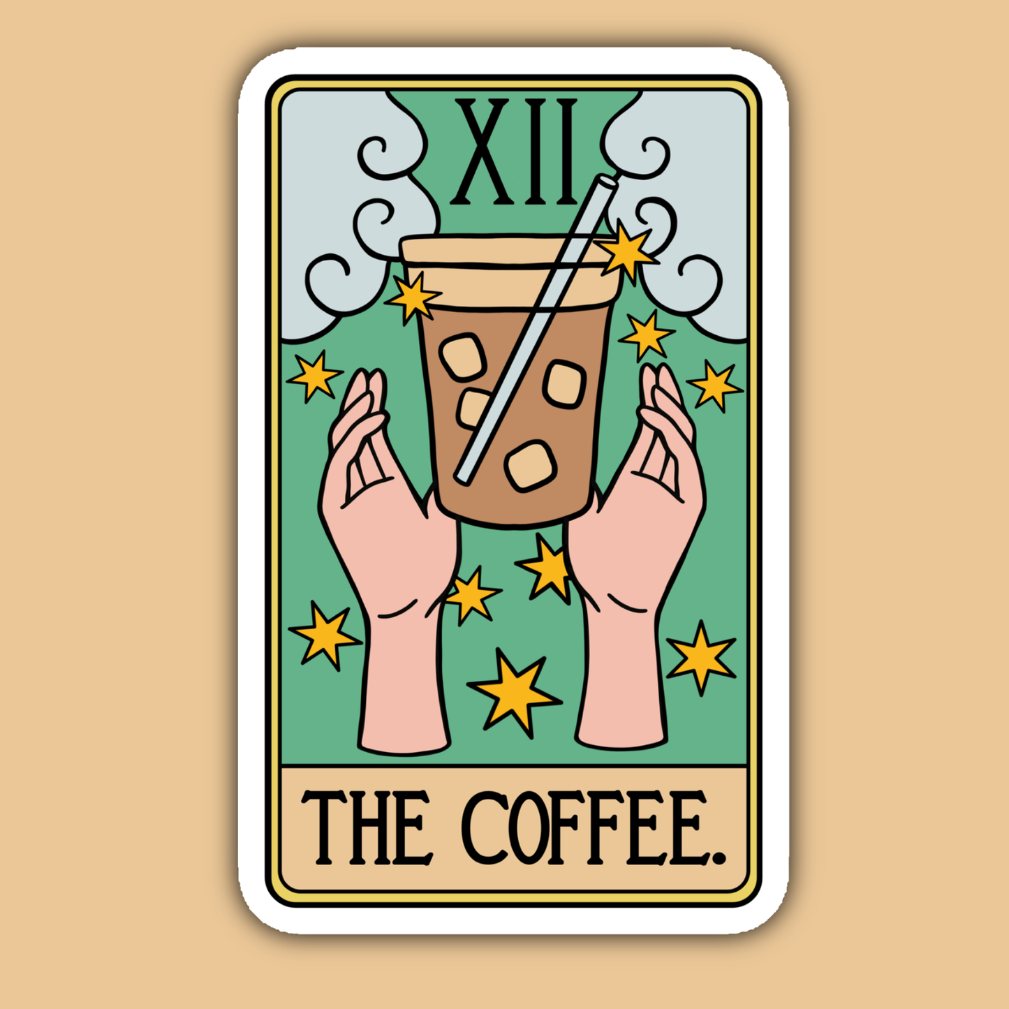 The Coffee Tarot Card Sticker: Vinyl Sticker